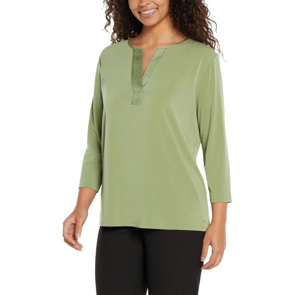 Banana Republic Womens' Black Relaxed Fit Tunic Style 3/4 Sleeve Blouse - Picture 7 of 14